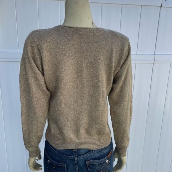Jeanne Pierre Gold Vintage Sweater with Shoulder Pads Size S - Picture 7 of 7